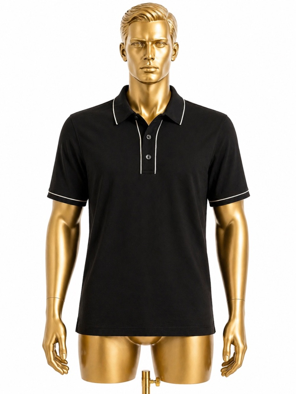 Express Black Polo with White Contrast Piping